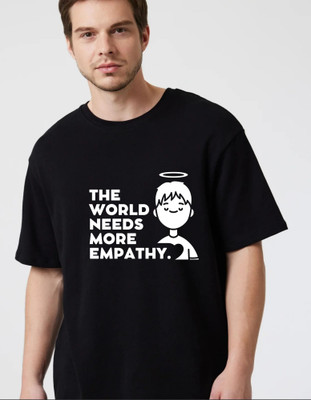fashnobic Self Design Men Round Neck Black T-Shirt