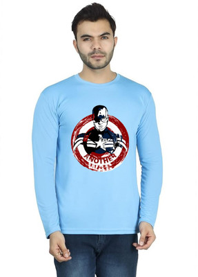 LV CARE Printed Men Round Neck Blue T-Shirt