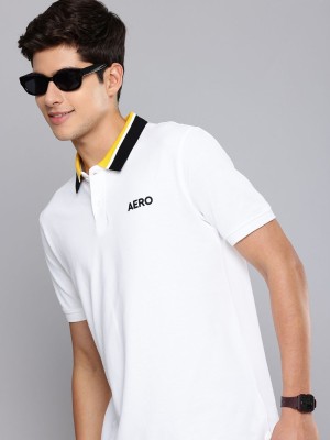 AEROPOSTALE Solid Men Polo Neck White T-Shirt