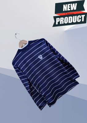 Tiki Tees Striped Men High Neck Multicolor T-Shirt