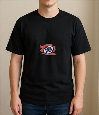 ONGALAX Graphic Print Men Round Neck Black T-Shirt