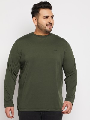 Adobe Solid Men Round Neck Green T-Shirt