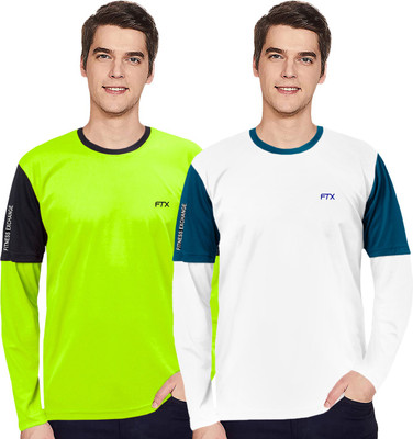FTX Colorblock Men Round Neck Multicolor T-Shirt