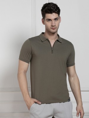 Dennis Lingo Solid Men Polo Neck Green T-Shirt