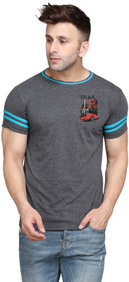 GEUM Solid Men Round Neck Grey T-Shirt