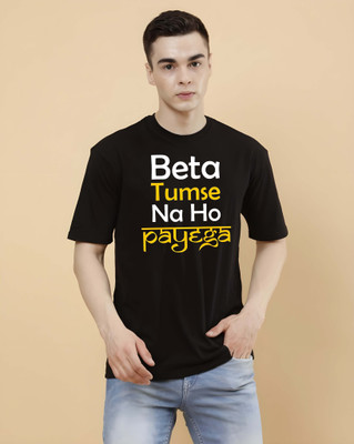 Kaido Typography Men Round Neck Black T-Shirt