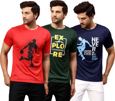 Garmin Printed Men Round Neck Multicolor T-Shirt