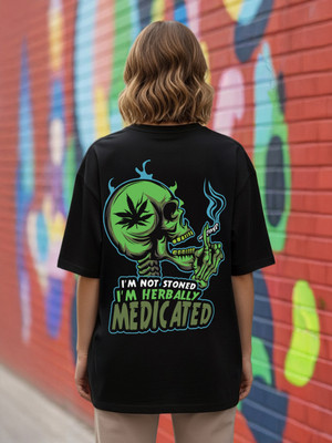 Manlino Graphic Print Women Round Neck Black T-Shirt