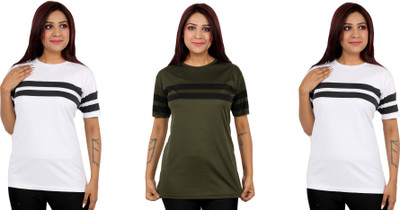 Oishee Printed Women Round Neck Multicolor T-Shirt