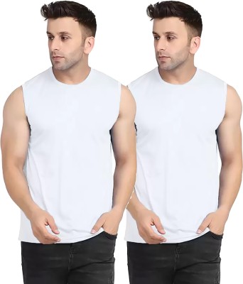 Renowned Solid Men Round Neck White T-Shirt