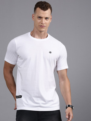 WROGN Solid Men Round Neck White T-Shirt