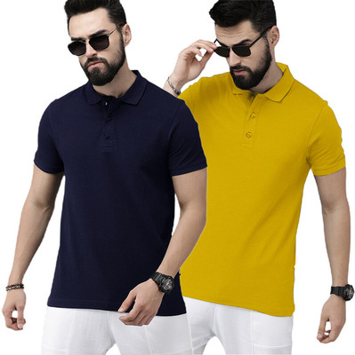 LazyChunks Solid Men Polo Neck Multicolor T-Shirt