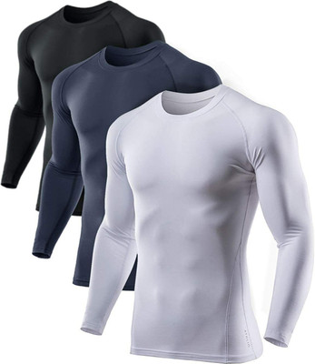 Kyk Solid Men Round Neck Black, Blue, White T-Shirt