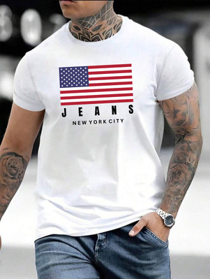 Magneto Printed Men Round Neck White T-Shirt
