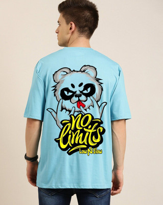 Clickwell Trending Printed, Typography Men Round Neck Blue T-Shirt