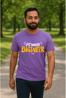 Kachche dhage Solid Men Round Neck Purple T-Shirt