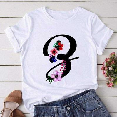 Princ Trend Printed Women Round Neck White T-Shirt