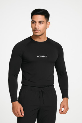 hotneck Typography Men Round Neck Black T-Shirt