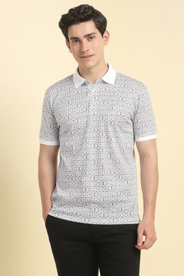 Allen Solly Printed Men Polo Neck White T-Shirt