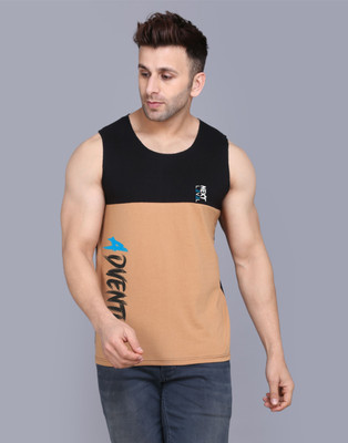 SLOWLORIS Typography Men Round Neck Black, Brown T-Shirt