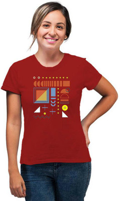 SmarTee Street Printed Women Round Neck Red T-Shirt