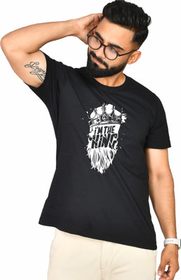 Burundi Blu Printed, Typography Men Round Neck Black T-Shirt