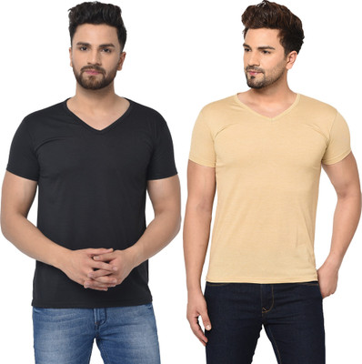 Tresna Fab Solid Men V Neck Multicolor T-Shirt