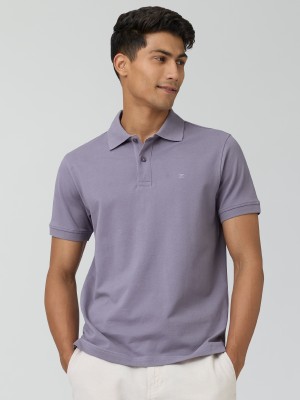 XYXX Solid Men Polo Neck Purple T-Shirt