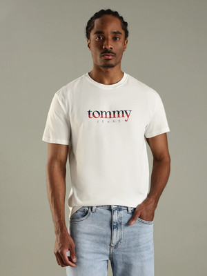 TOMMY HILFIGER Printed Men Crew Neck White T-Shirt