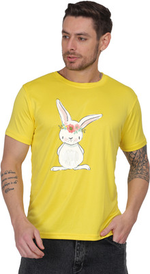 UPTRADE Printed Men Round Neck Yellow T-Shirt