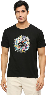 playR Typography Men Round Neck Reversible Black T-Shirt