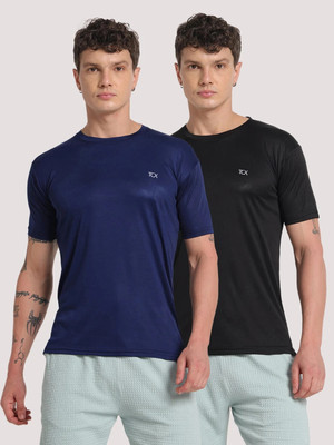 Trackbird Solid Men Round Neck Multicolor T-Shirt