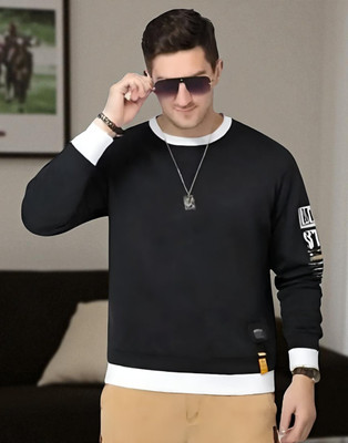 Autna Printed Men Round Neck Black T-Shirt