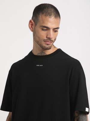 THE BEAR HOUSE Printed, Typography Men Round Neck Black T-Shirt