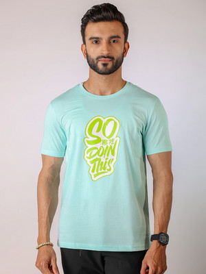 loopers Graphic Print Men Round Neck Light Blue T-Shirt