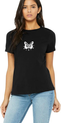 Nilan Tees Wear Printed Women Round Neck Black T-Shirt