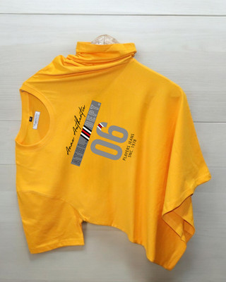 DRIPTHREAD Printed Men Crew Neck Yellow T-Shirt