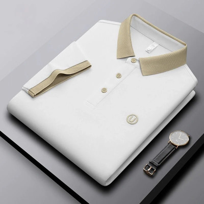 DLooK Designer Solid Men Polo Neck White T-Shirt