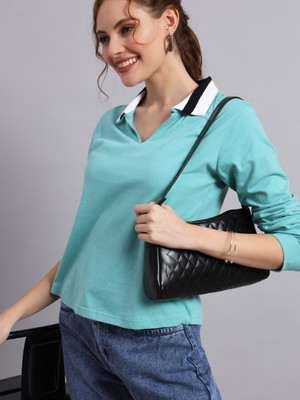THE DRY STATE Solid Women Round Neck Light Blue T-Shirt