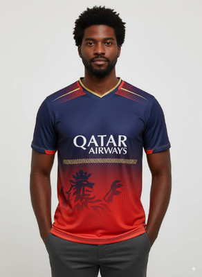 Smv Printed Men V Neck Red T-Shirt