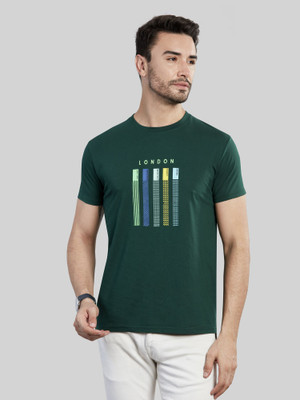 BE POSITIVE Printed, Typography Men Round Neck Dark Green T-Shirt