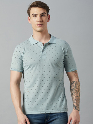 Saurya S prime Printed Men Polo Neck Grey T-Shirt
