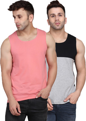 SLOWLORIS Solid Men Round Neck Pink, Grey, Black T-Shirt