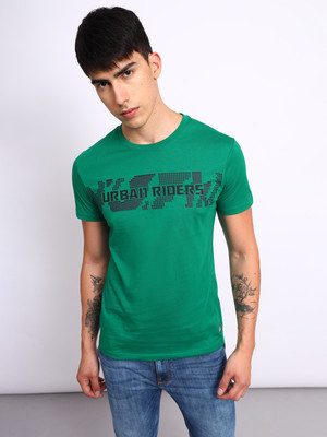 LEE Printed, Typography Men Round Neck Green T-Shirt