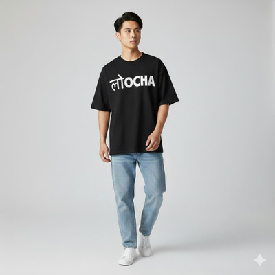 TRANZMOG Printed Men Round Neck Black T-Shirt