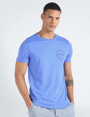 TOMMY HILFIGER Solid Men Round Neck Blue T-Shirt