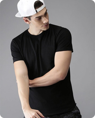 ZOYLOR Solid Men Round Neck Black T-Shirt