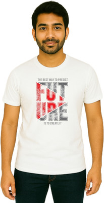 purycot Printed Men Round Neck White T-Shirt