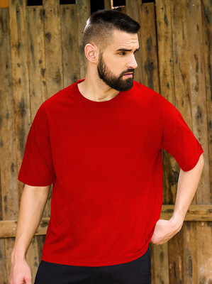 TODAYTREND Self Design Men Round Neck Red T-Shirt