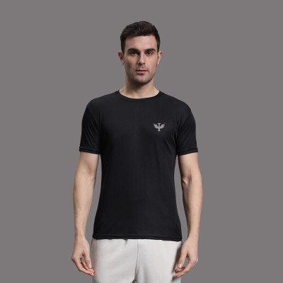 InkTees Solid Men Round Neck Black T-Shirt